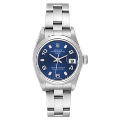 Rolex Date 26 Blue Dial Domed Bezel Steel Ladies Watch 79160