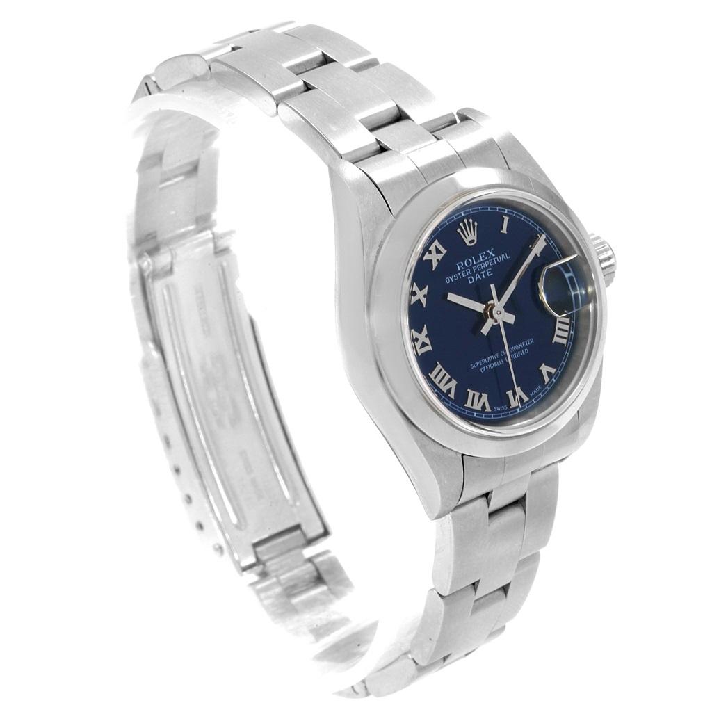 Rolex Date 26 Blue Dial Oyster Bracelet Ladies Watch 79160 In Good Condition In Atlanta, GA
