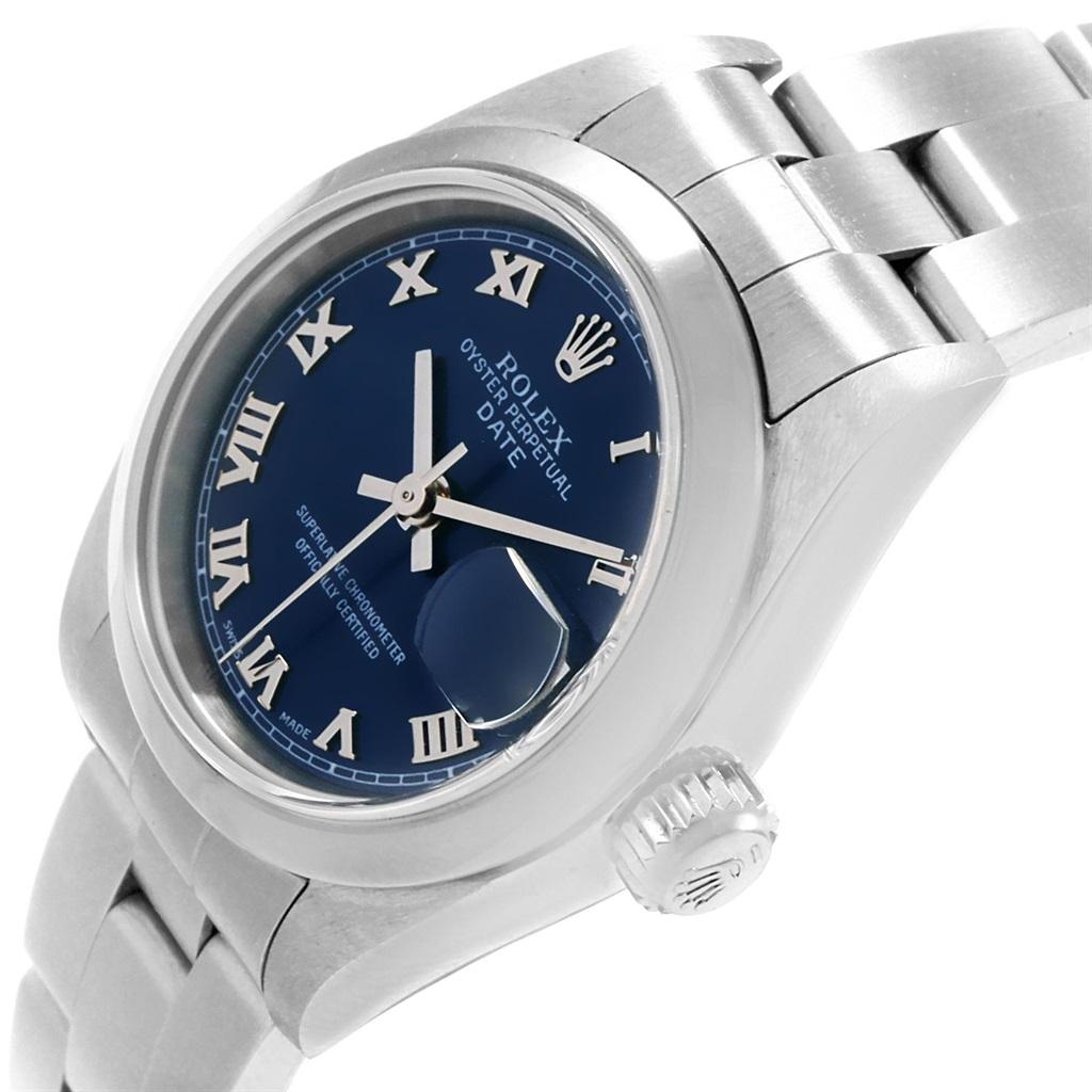 Rolex Date 26 Blue Dial Oyster Bracelet Ladies Watch 79160 1