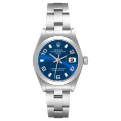 Rolex Date 26 Blue Dial Smooth Bezel Steel Ladies Watch 79160