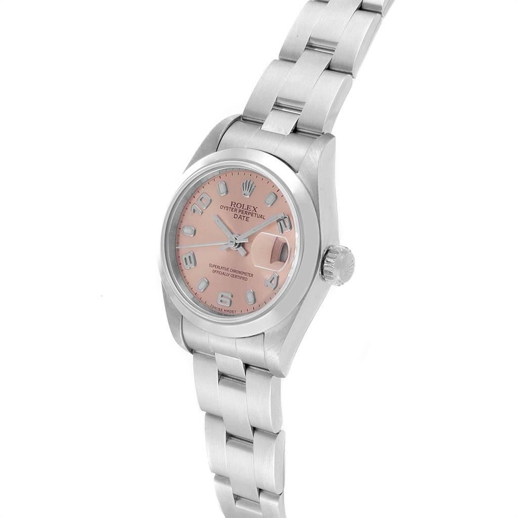 Women's Rolex Date 26 Salmon Dial Domed Bezel Steel Ladies Watch 79160 For Sale