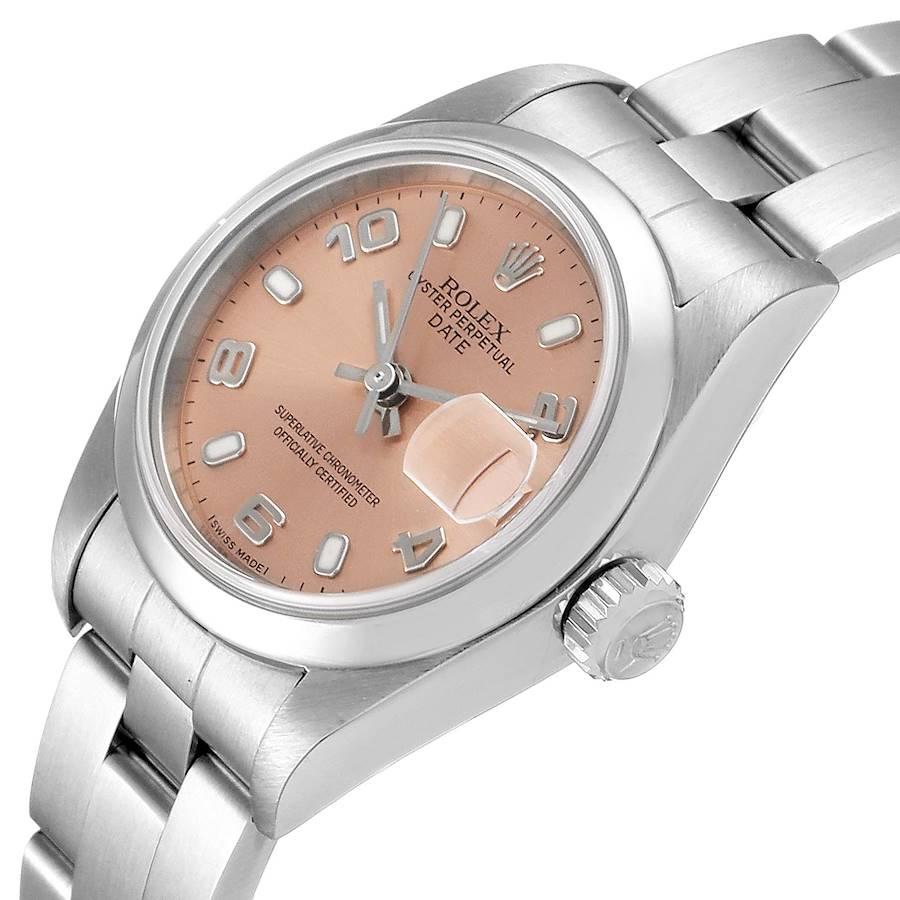 Rolex Date 26 Salmon Dial Domed Bezel Steel Ladies Watch 79160 1