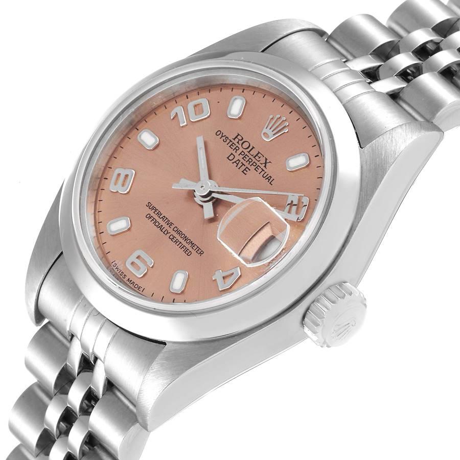 Women's Rolex Date 26 Salmon Dial Domed Bezel Steel Ladies Watch 79160