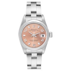 Rolex Date 26 Salmon Dial Domed Bezel Steel Ladies Watch 79160