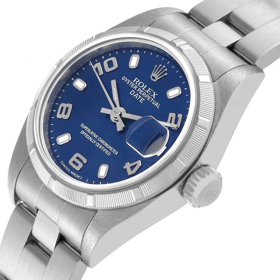 Women's Rolex Date 26 Stainless Steel Blue Dial Ladies Watch 79190