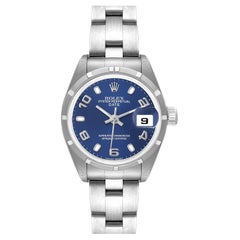 ladies rolex blue face Rolex Date 26 Stainless Steel Blue Dial Ladies Watch 79190