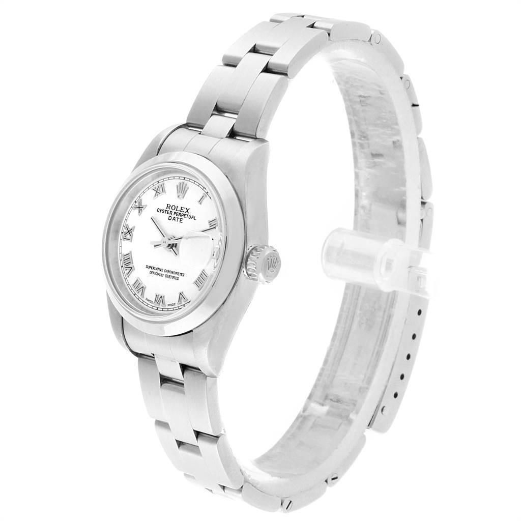 Rolex Date 26 White Dial Domed Bezel Steel Ladies Watch 79160 For Sale 1