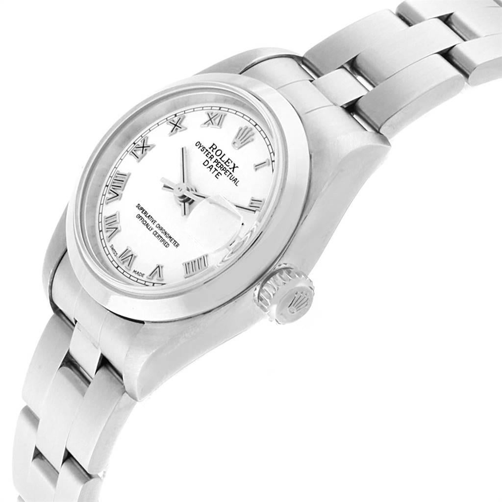 Rolex Date 26 White Dial Domed Bezel Steel Ladies Watch 79160 For Sale 2