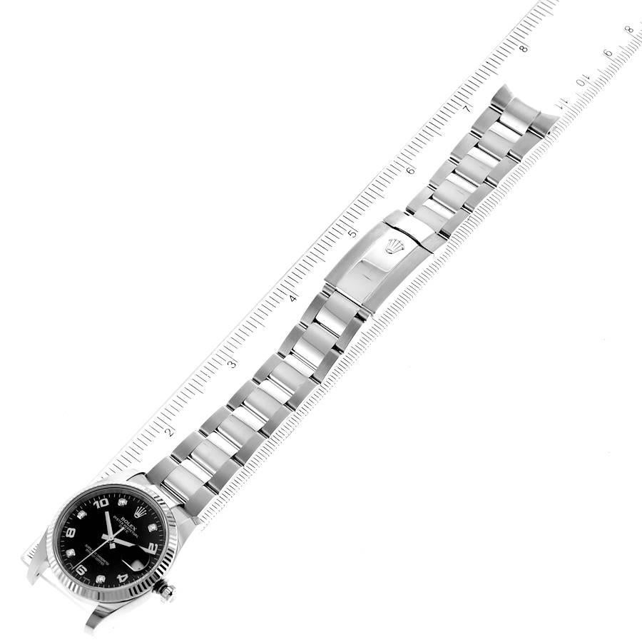 Rolex Date 34 Steel White Gold Black Diamond Dial Mens Watch 115234 For Sale 6