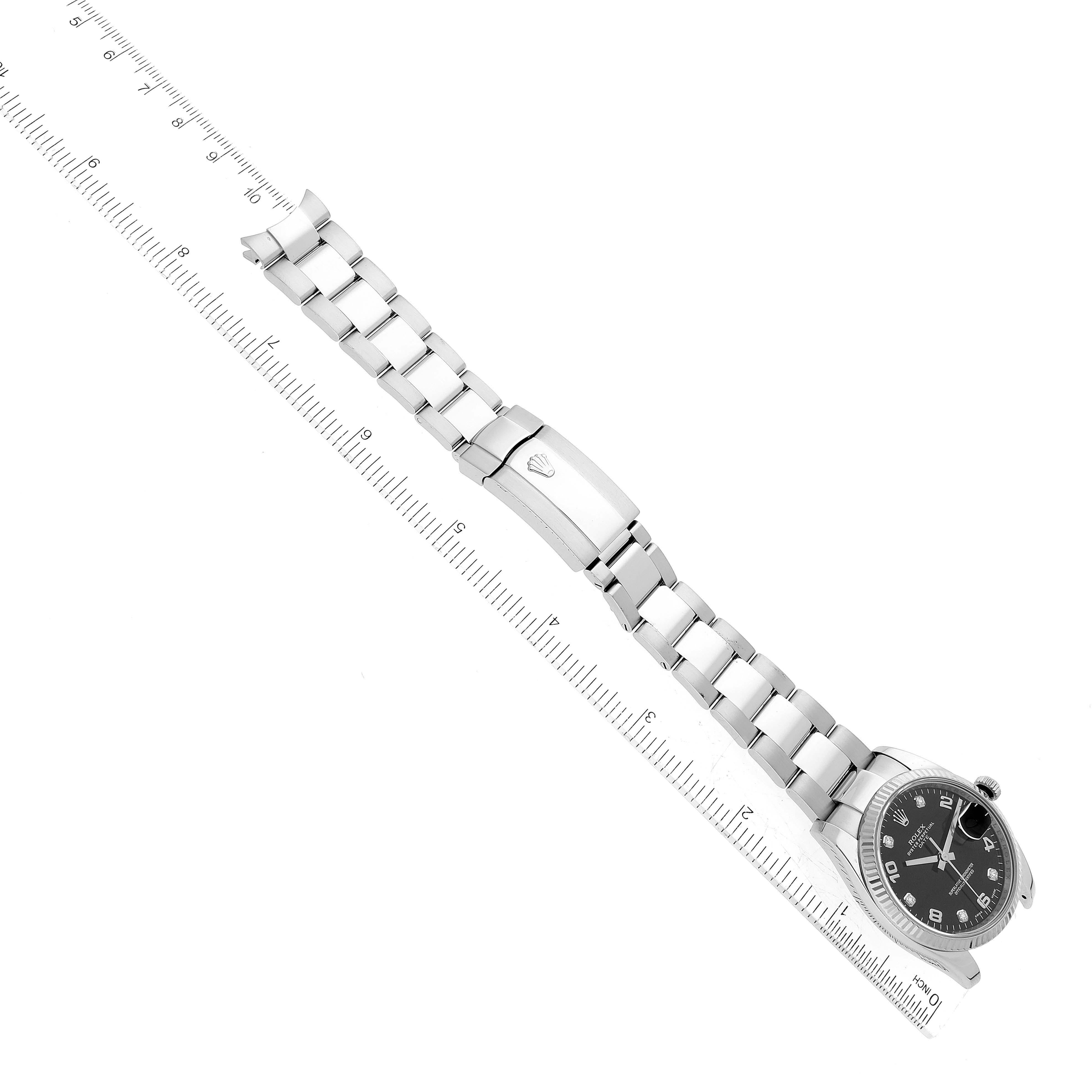 Rolex Date 34 Steel White Gold Black Diamond Dial Mens Watch 115234 7