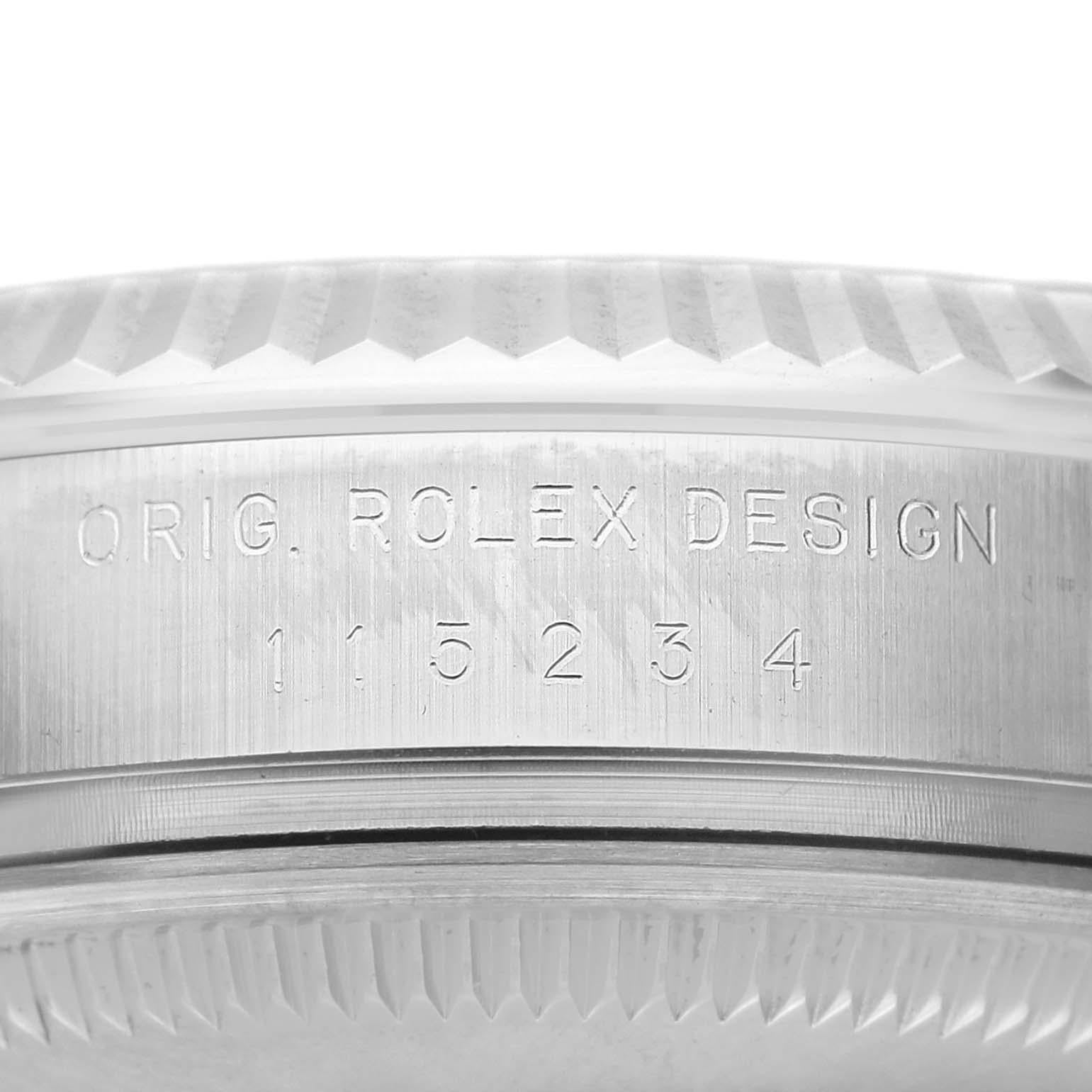 Men's Rolex Date 34 Steel White Gold Black Diamond Dial Mens Watch 115234