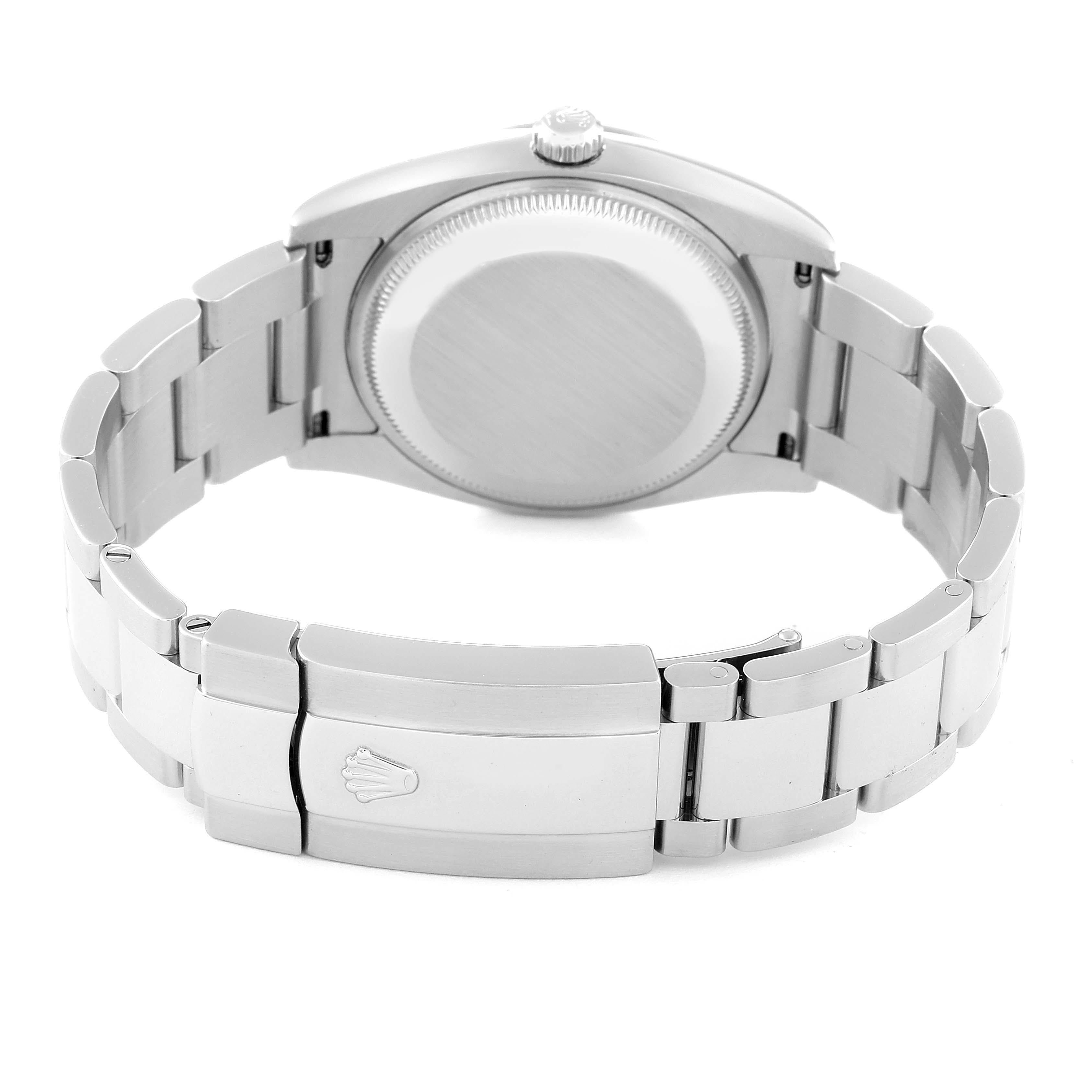 Men's Rolex Date 34 Steel White Gold Black Diamond Dial Mens Watch 115234