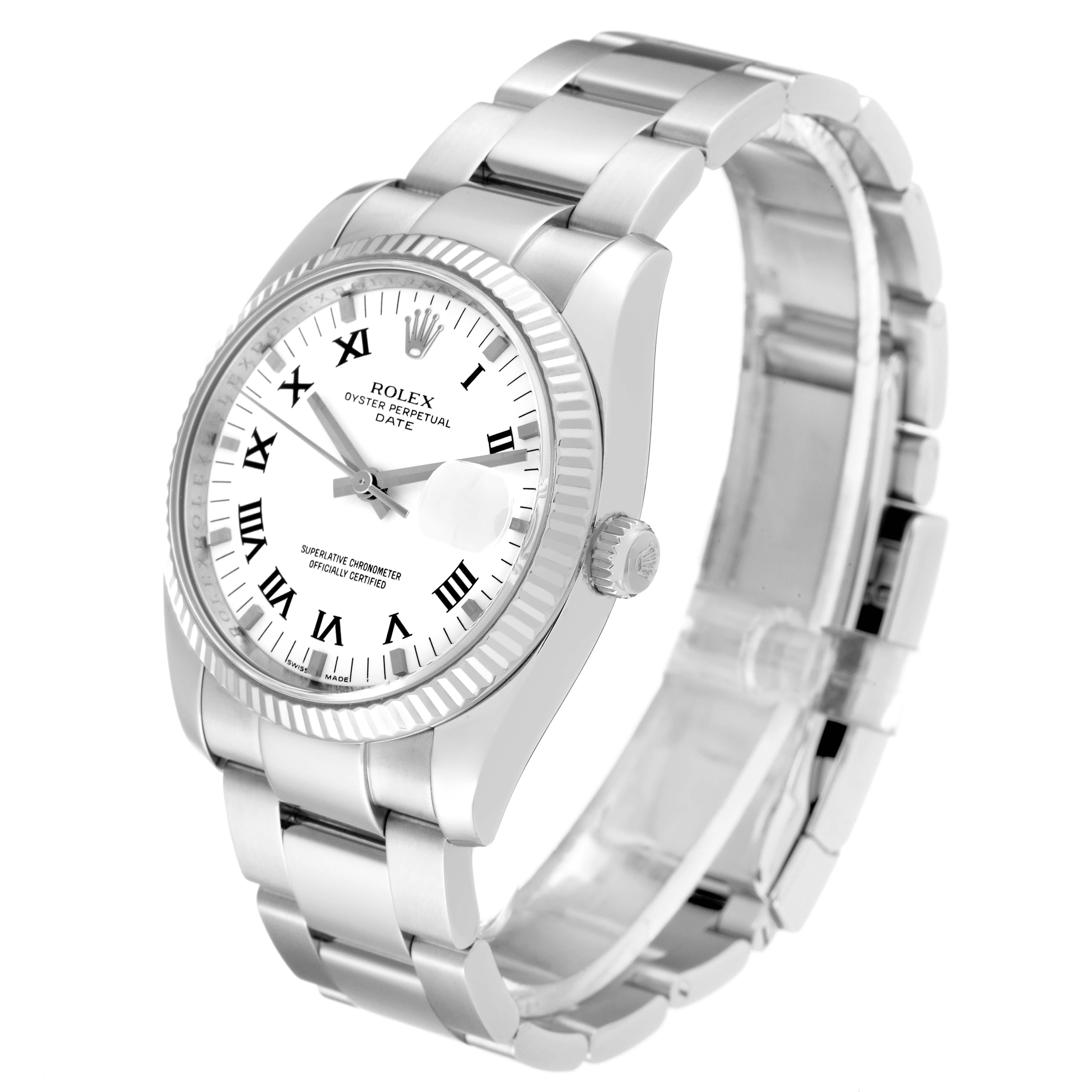 Men's Rolex Date 34 Steel White Gold Roman Dial Mens Watch 115234 For Sale