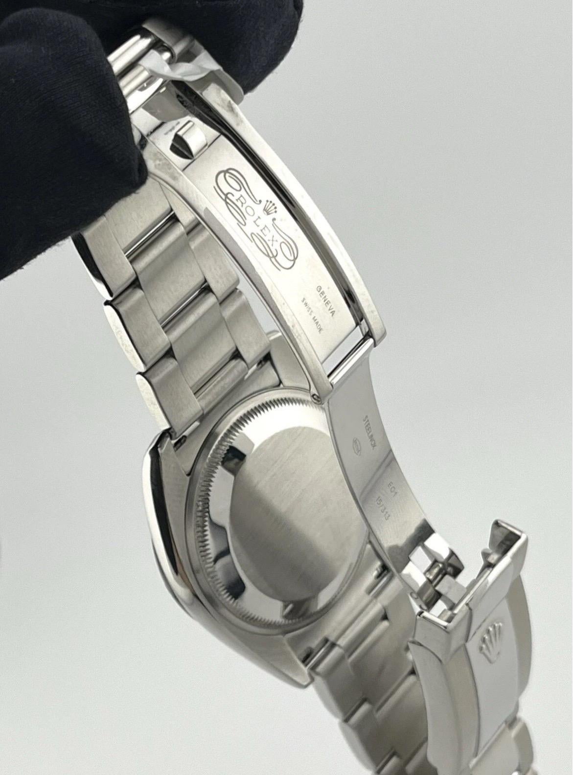 Rolex Date 34mm Black Dial Oyster Bracelet Stainless Steel Watch 115210 For Sale 7