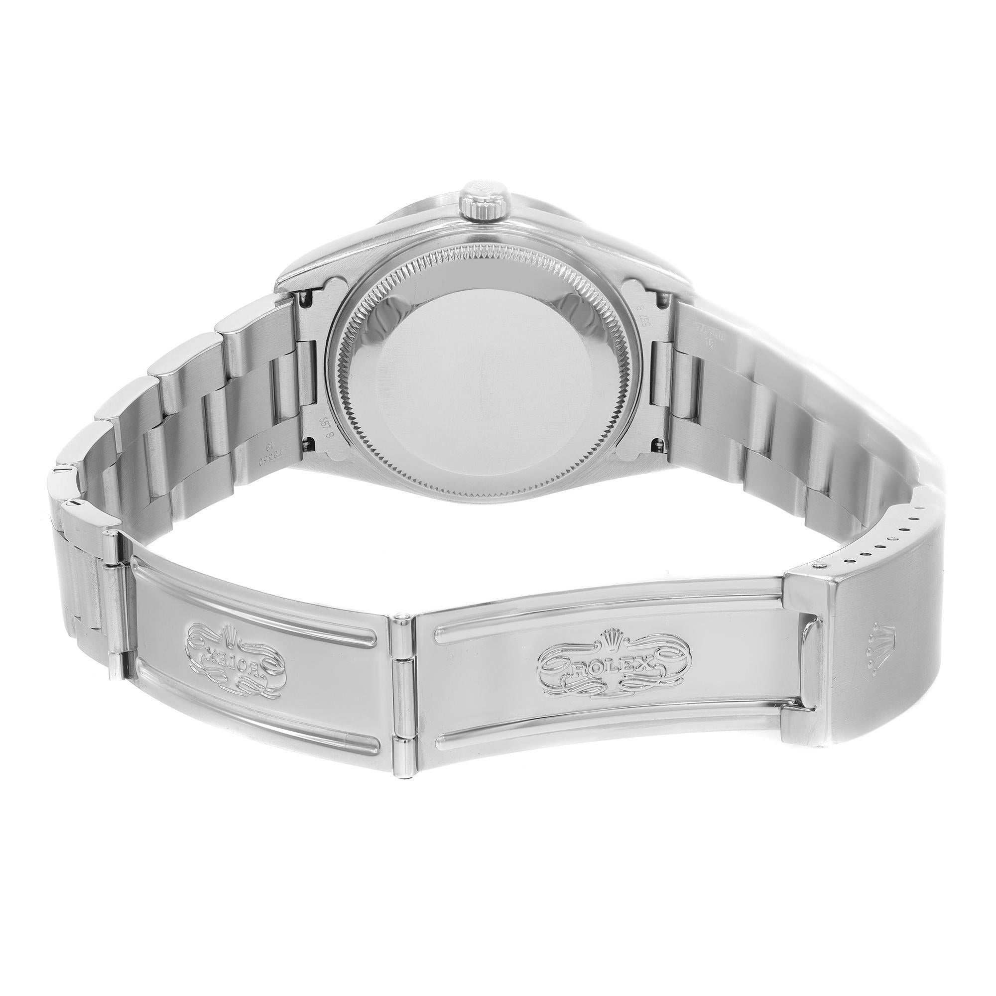 Rolex Date Engine Turned Steel Silver Dial Automatic Unisex Watch 15210 1