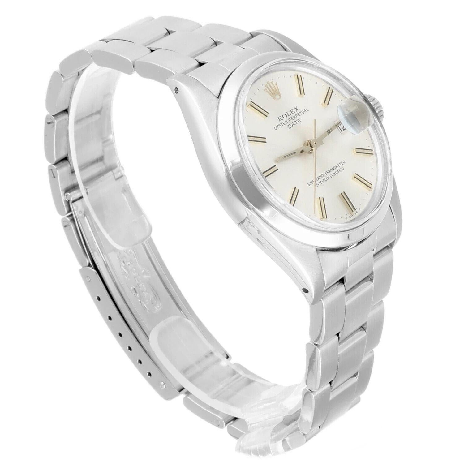 Rolex Date 34mm Edelstahl Silber Zifferblatt Vintage Watch 1500 Circa 1979 2