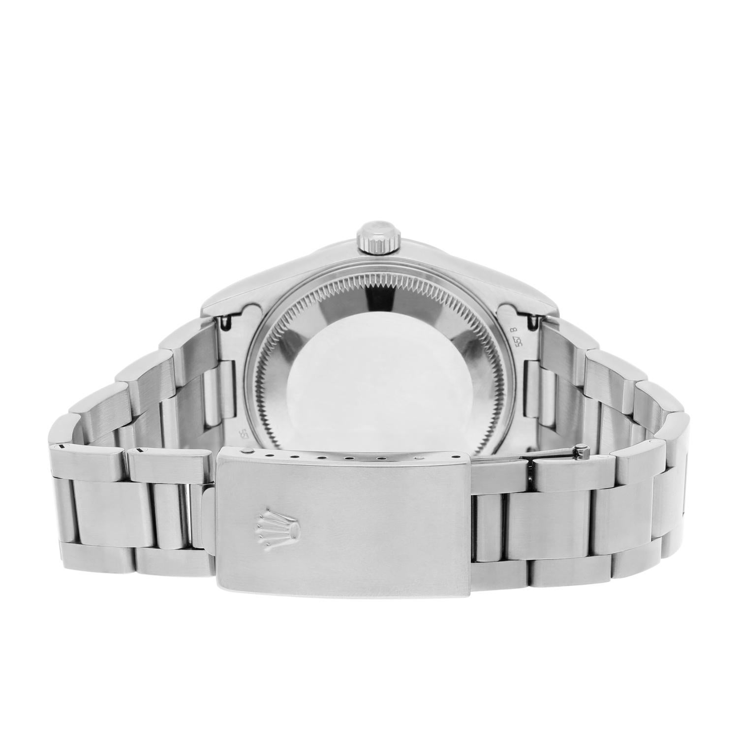 Rolex Date 34mm Stainless Steel Watch Oyster Band Silver Dial Circa 2001 15200 For Sale 2