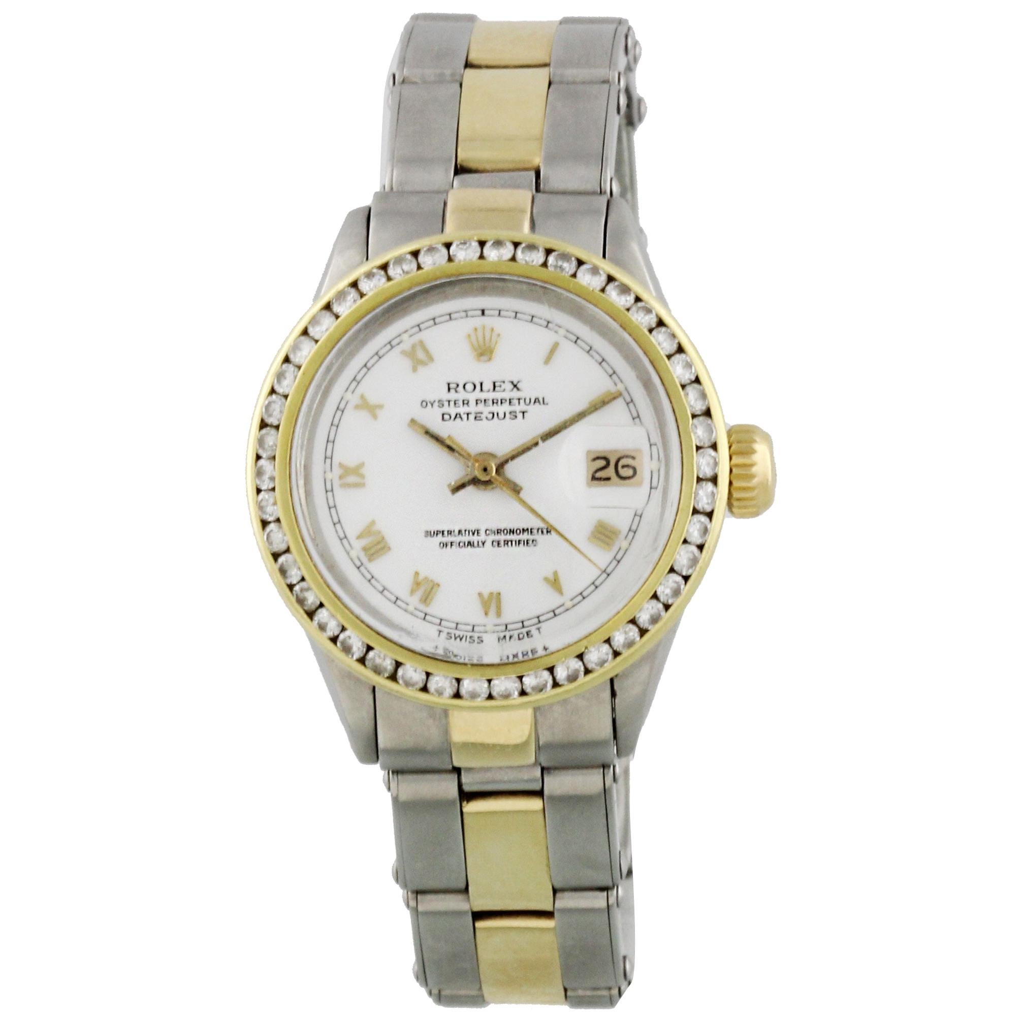 Rolex Date 6517 Diamond Bezel Vintage Ladies Watch Box Papers