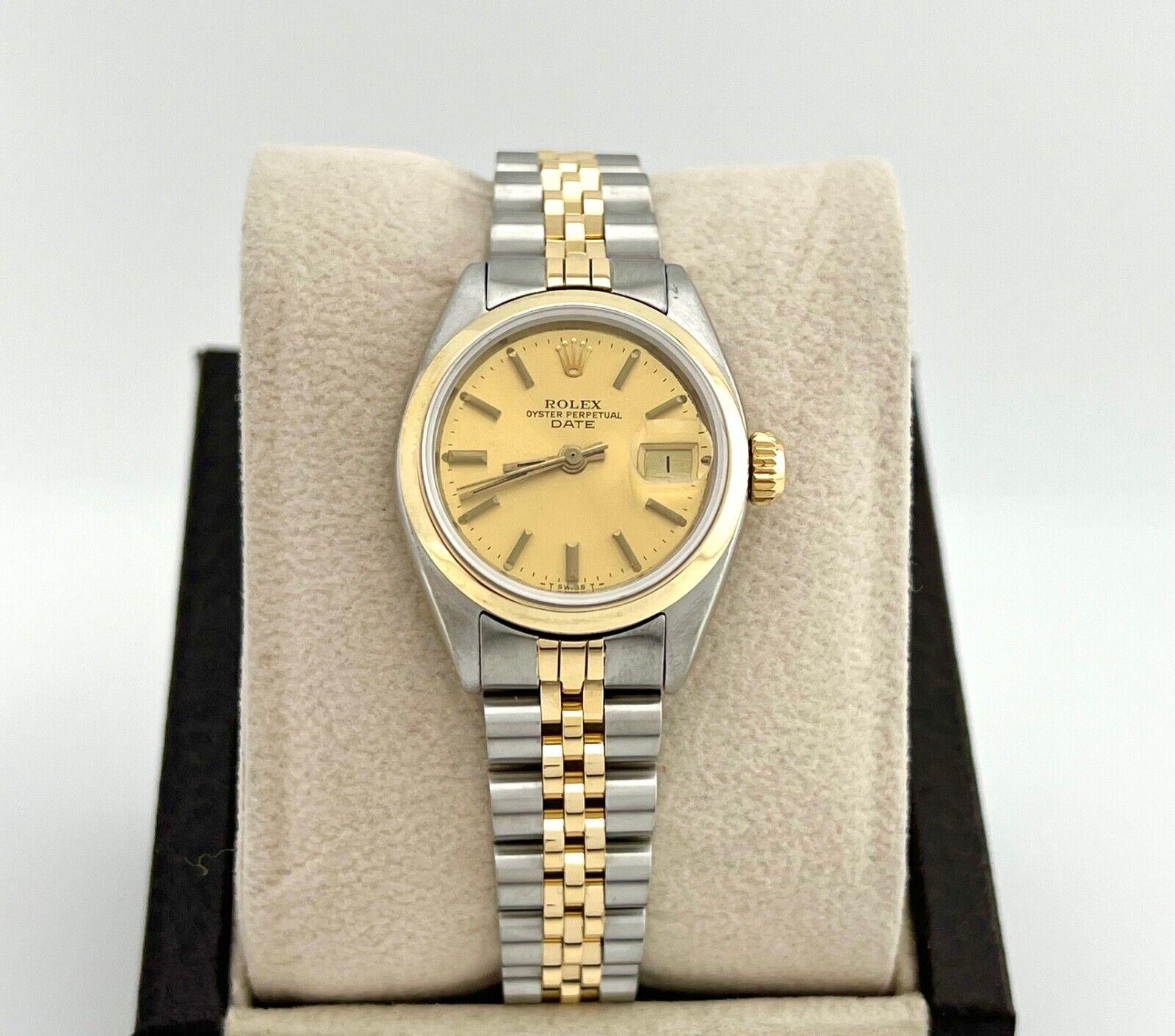 Rolex Date 6916 Champagner-Zifferblatt 14K Gelbgold Edelstahl 6