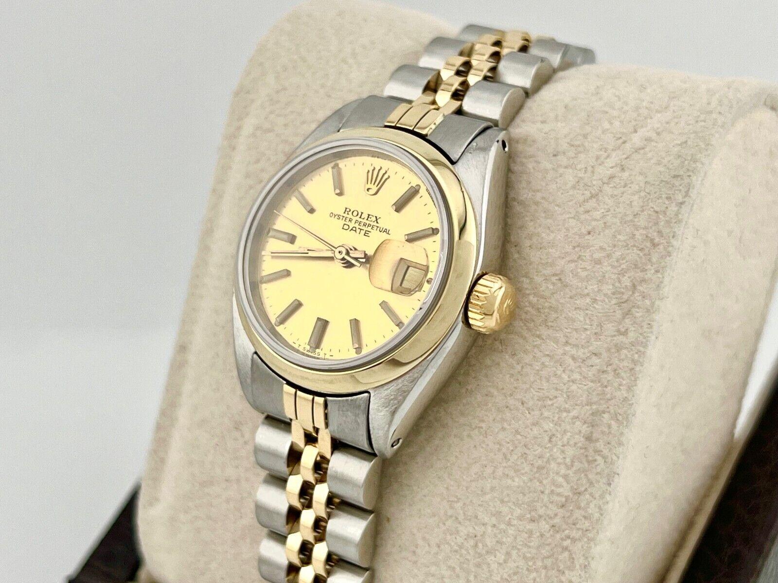 Rolex Date 6916 Champagner-Zifferblatt 14K Gelbgold Edelstahl 1
