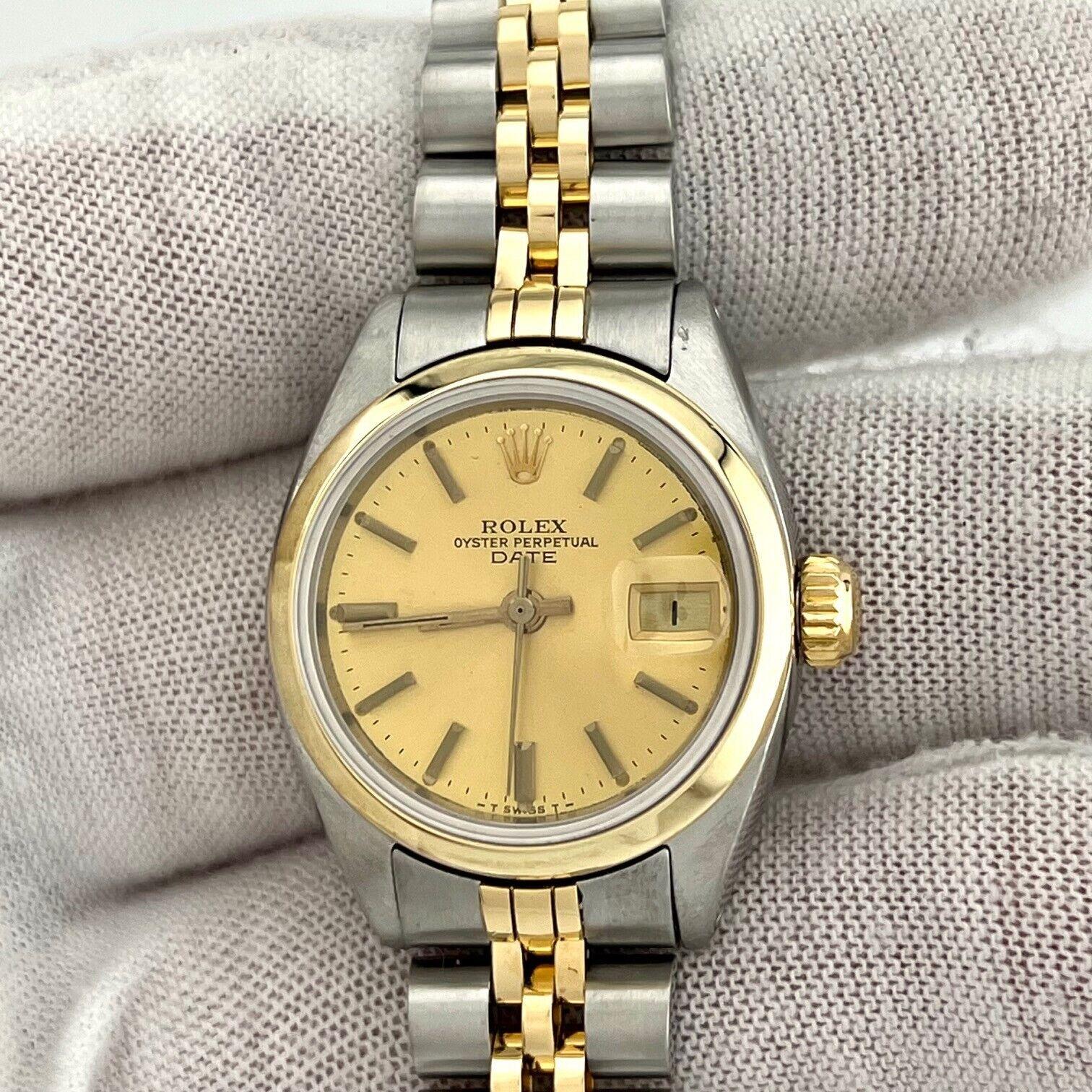 Rolex Date 6916 Champagner-Zifferblatt 14K Gelbgold Edelstahl 3