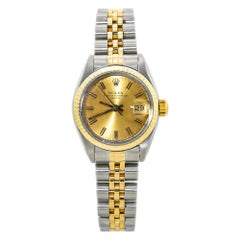 Rolex Date 6917 18K Two Tone Lady's Automatic Watch Champagne Dial