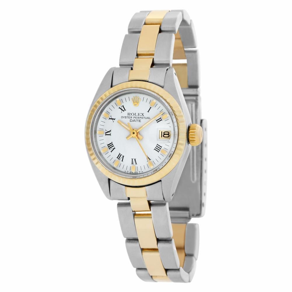 Modern Rolex Date 6917 Stainless Steel White Dial Automatic Watch For Sale