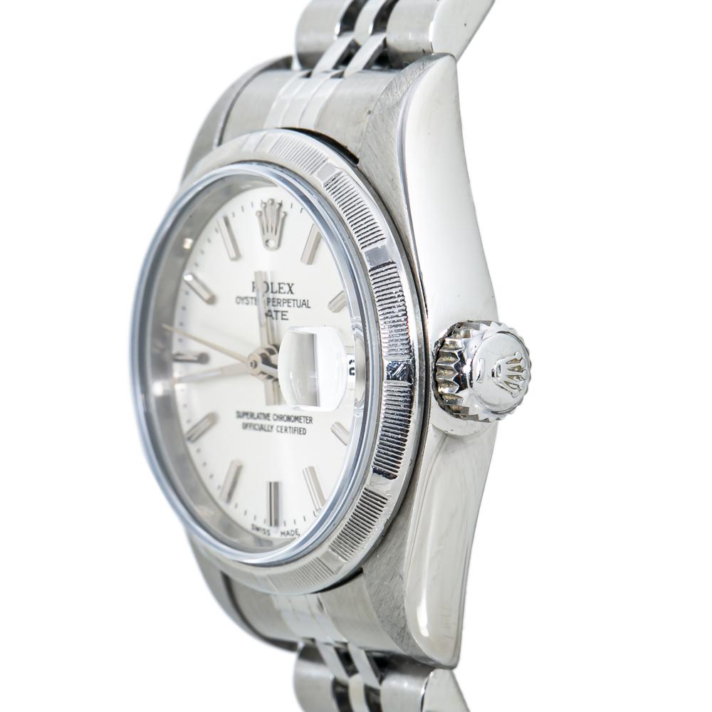 Contemporary Rolex Date 69190 Silver Dial Jubilee Stainless Automatic Womens Watch For Sale
