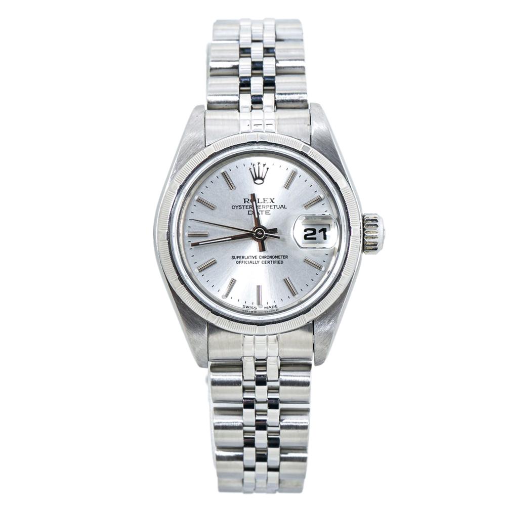 Rolex Date 69190 Silver Dial Jubilee Stainless Automatic Womens Watch For Sale