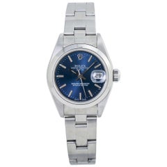 Rolex Date 79160 Automatic Oyster Bracelet Blue Dial SS Ladies Watch