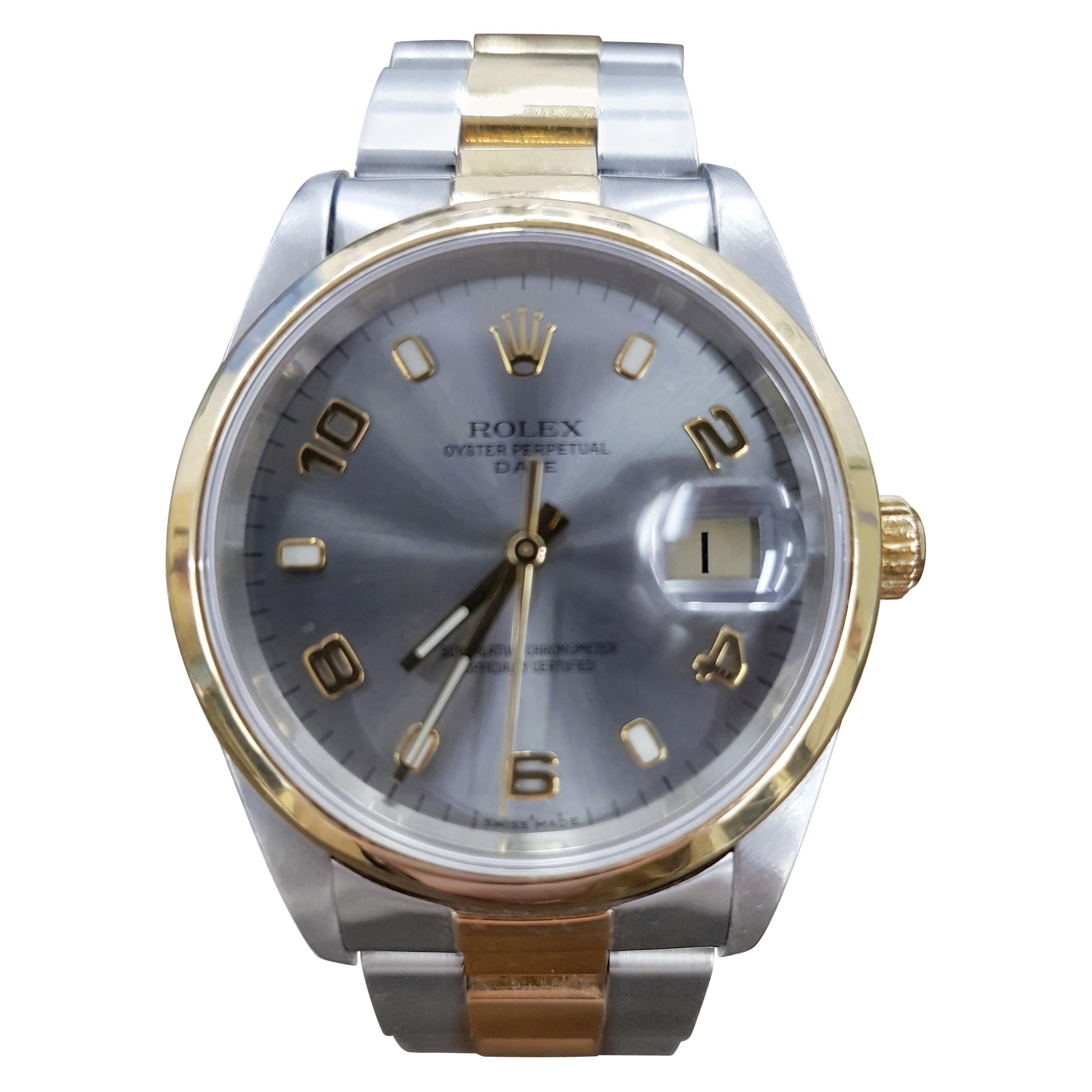 Rolex Date, Bi-Metal, Model Number 15203, Registered, 2000 For Sale