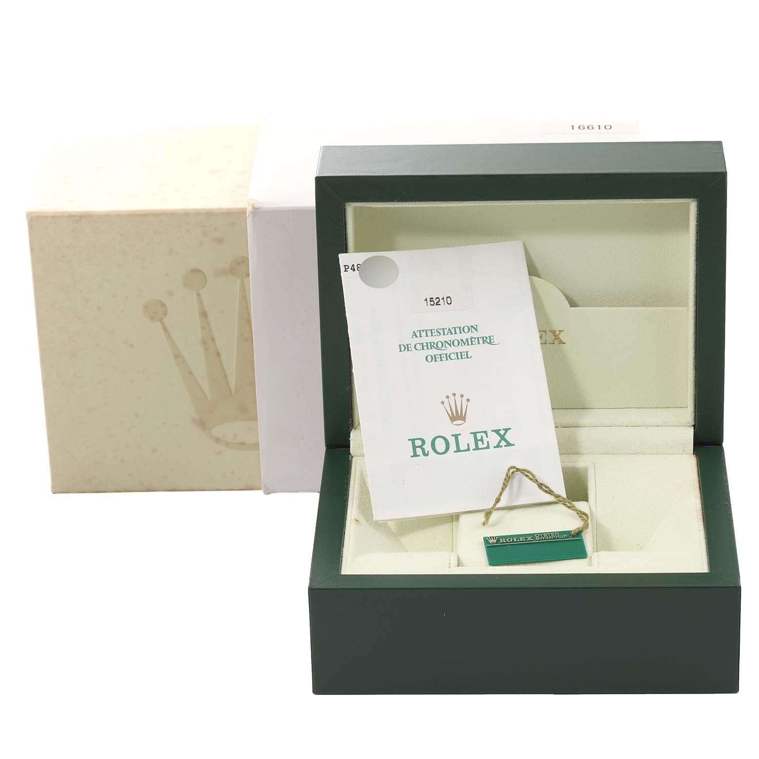 Rolex Date Cadran noir Lunette tournante Acier Montre homme 15210 Box Papers en vente 7