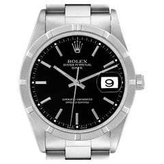 Rolex Date Cadran noir Lunette tournante Acier Montre homme 15210 Box Papers
