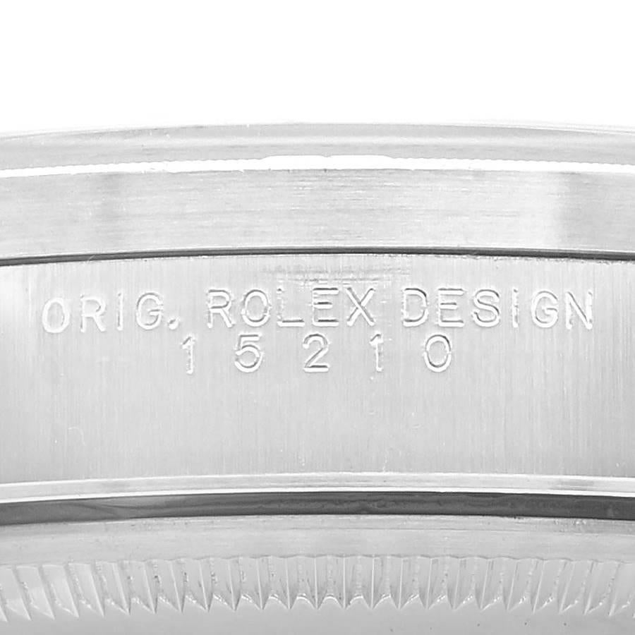 Rolex Date Black Dial Engine-Turned Bezel Steel Mens Watch 15210 2