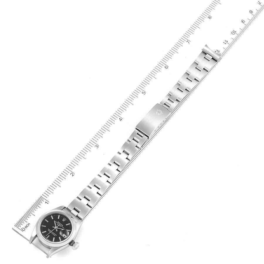 Rolex Date Black Dial Oyster Bracelet Steel Ladies Watch 69160 For Sale 5