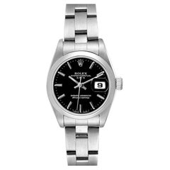Rolex Date Black Dial Oyster Bracelet Steel Ladies Watch 69160