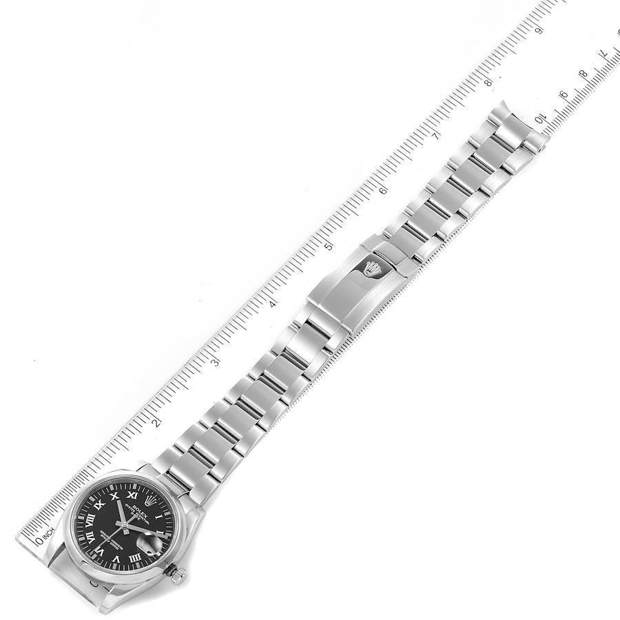 Rolex Date Black Dial Oyster Bracelet Steel Mens Watch 115200 Box Card For Sale 3