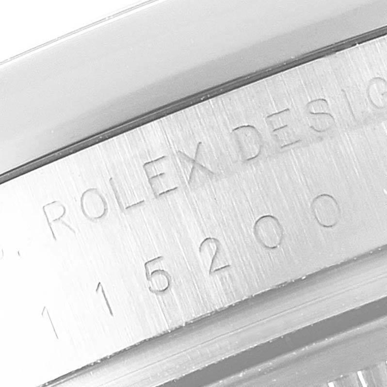 Men's Rolex Date Black Dial Oyster Bracelet Steel Mens Watch 115200 Box Card For Sale