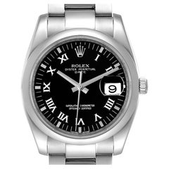 Rolex Date Black Dial Oyster Bracelet Steel Mens Watch 115200 Box Card