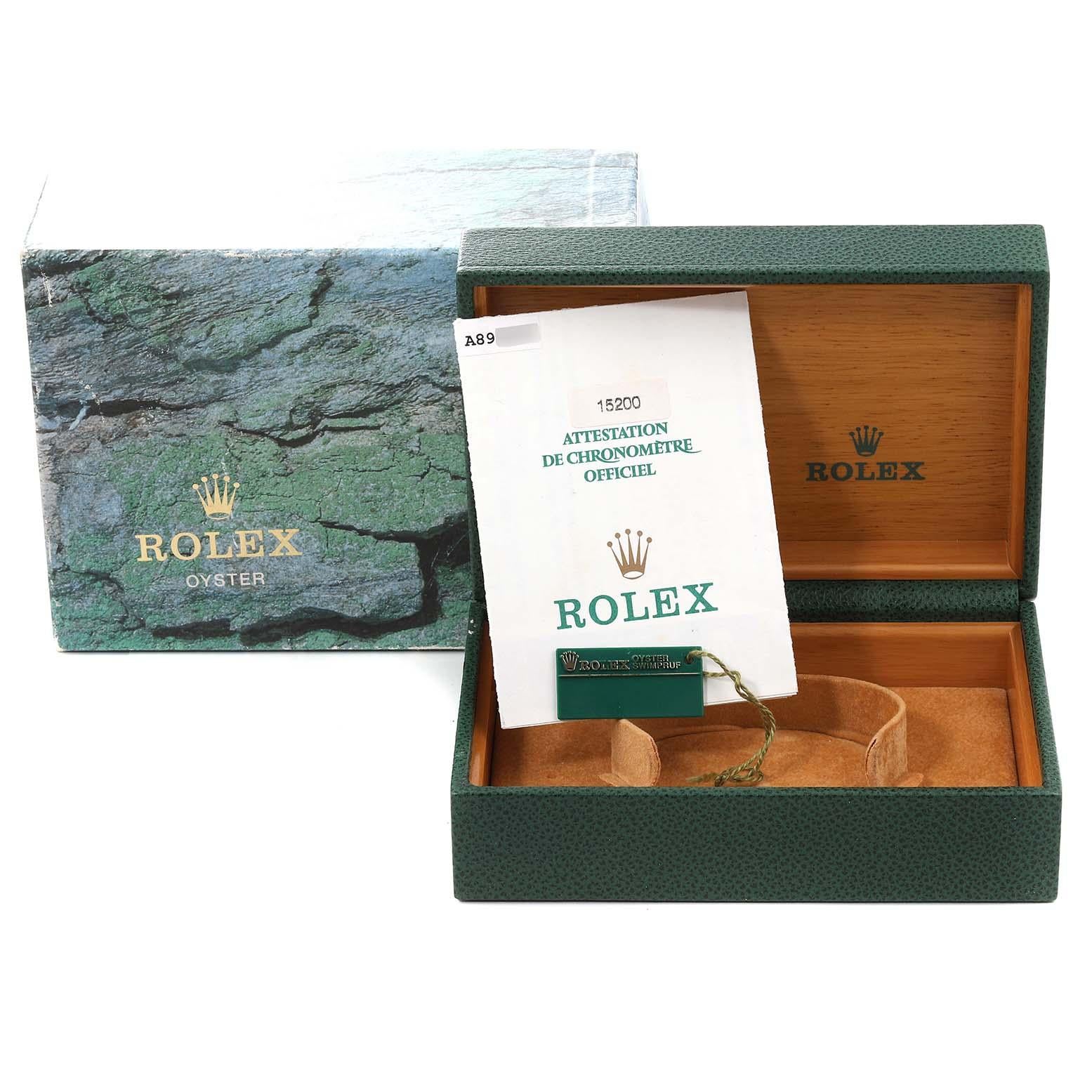 Rolex Date Black Dial Oyster Bracelet Steel Mens Watch 15200 Box Papers 8