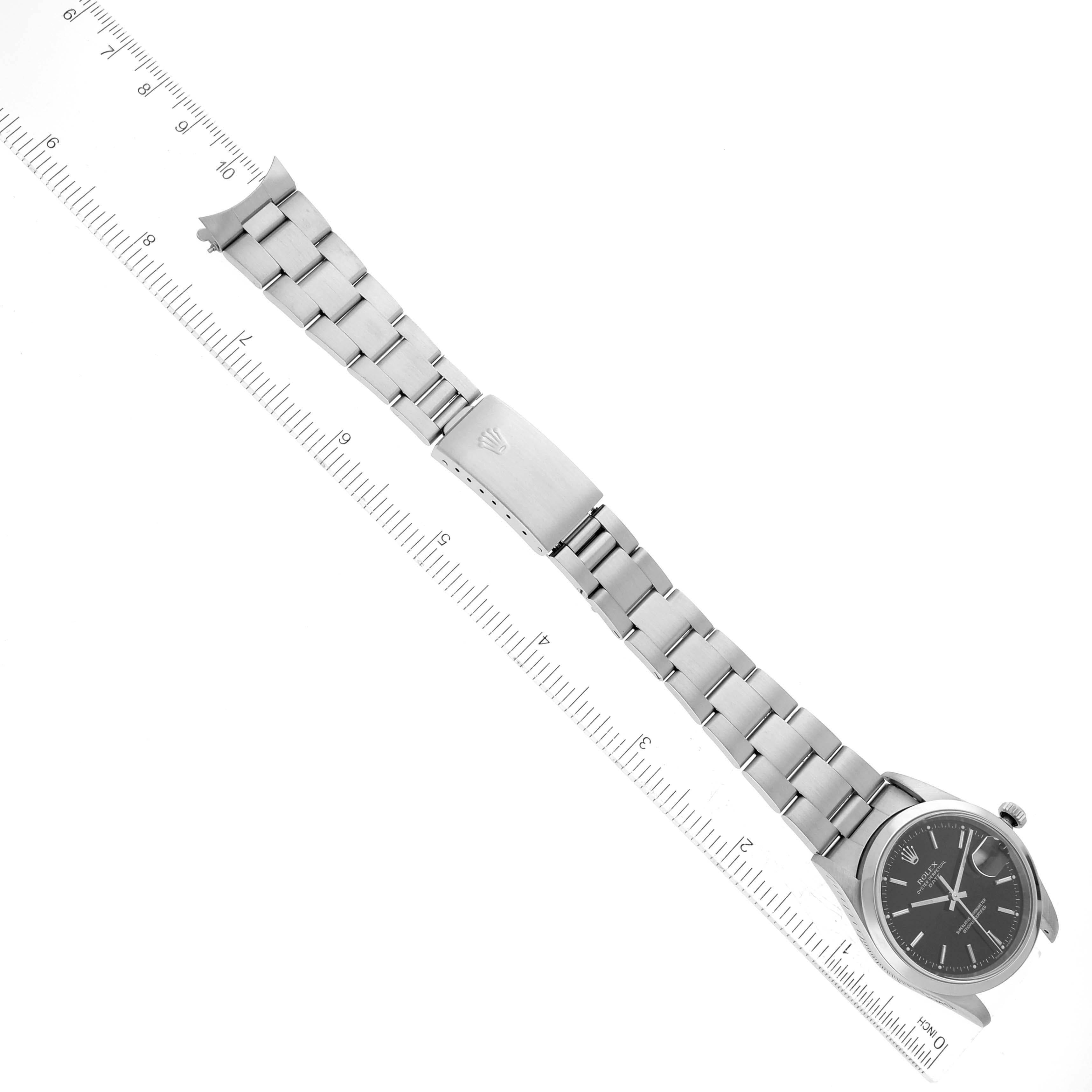 Rolex Date Cadran noir Bracelet Oyster Acier Montre Homme 15200 Box Papers en vente 5