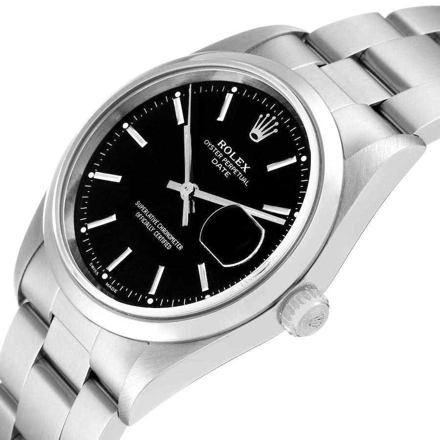Rolex Date Black Dial Oyster Bracelet Steel Mens Watch 15200 1