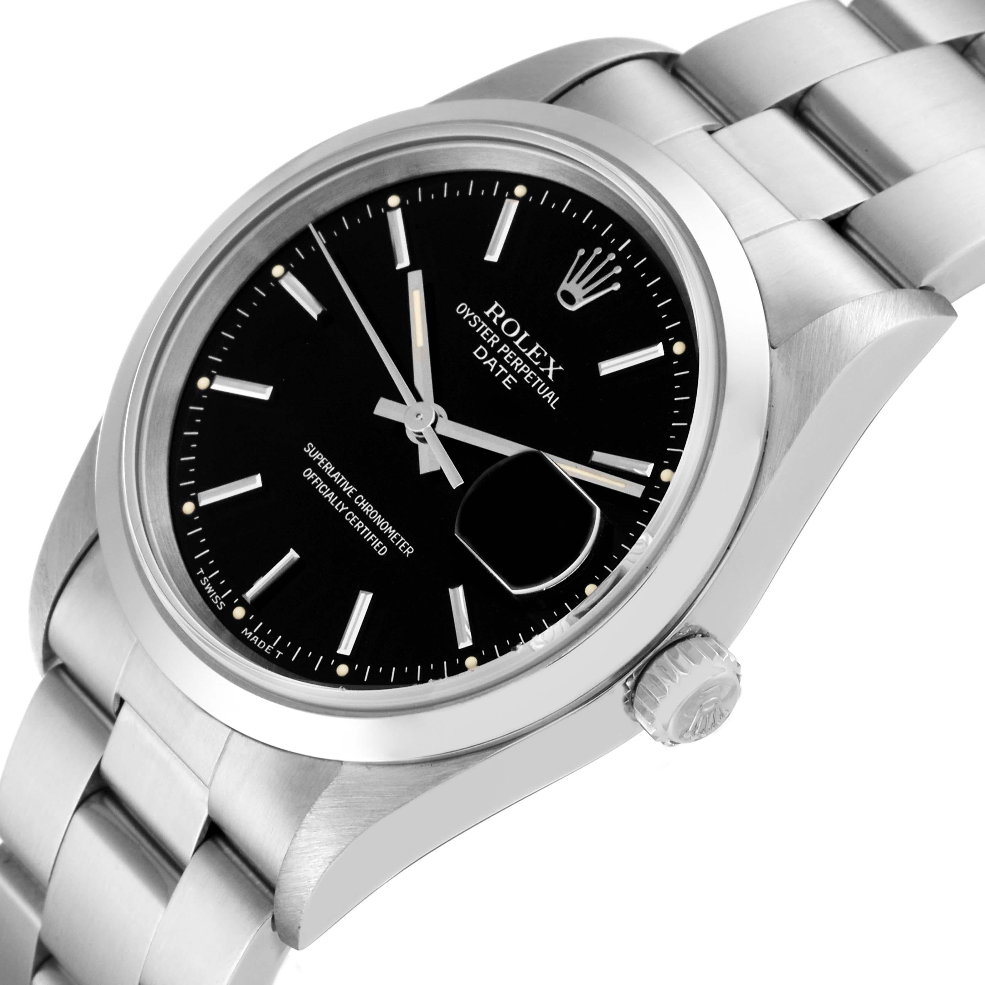 Men's Rolex Date Black Dial Oyster Bracelet Steel Mens Watch 15200