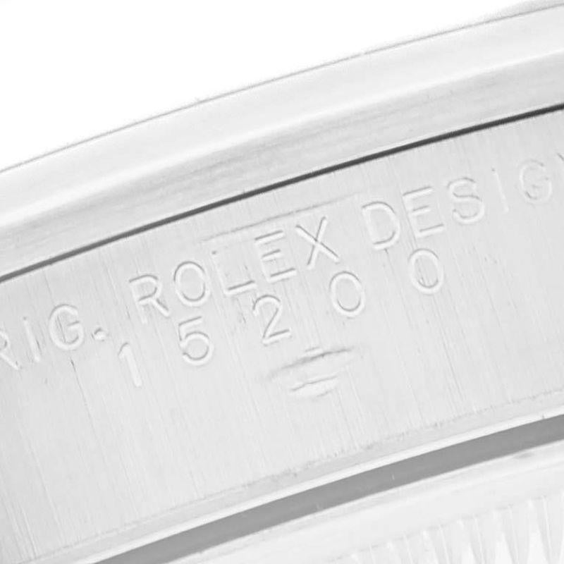 Rolex Date Black Dial Oyster Bracelet Steel Mens Watch 15200 2