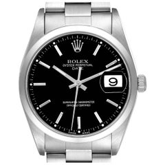 Rolex Date Black Dial Oyster Bracelet Steel Mens Watch 15200