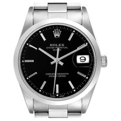 Rolex Date Black Dial Oyster Bracelet Steel Mens Watch 15200