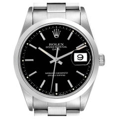 Rolex Date Black Dial Oyster Bracelet Steel Mens Watch 15200