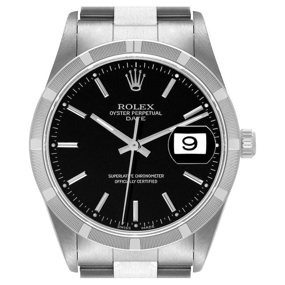 Rolex Date White Dial Oyster Bracelet Steel Men's Watch 15210 Box Papers For Sale at 1stDibs