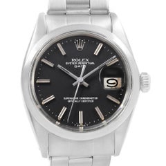 Rolex Date Black Dial Oyster Bracelet Steel Vintage Men's Watch 1500