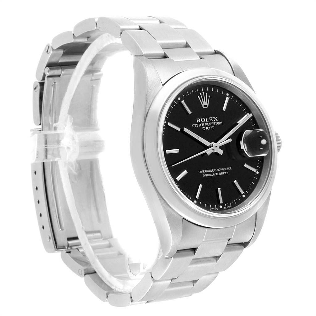 Rolex Date Black Dial Oyster Bracelt Steel Men's Watch 15200 In Excellent Condition For Sale In Atlanta, GA